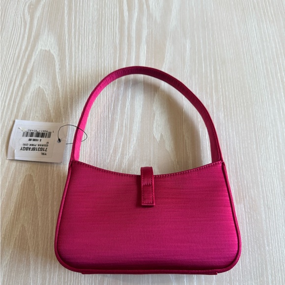 NEW YSL Saint Laurent Le 5 a 7 Pink Satin Mini Hobo Bag - Picture 5 of 6